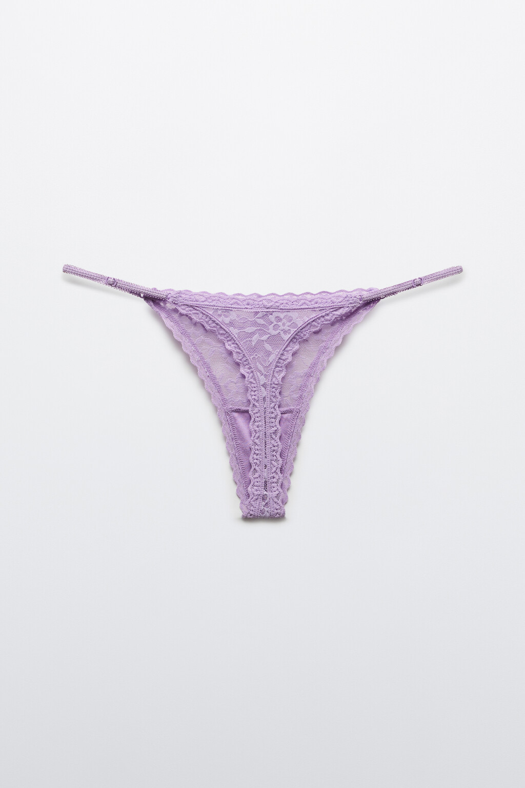 Трусы-стринги кружевные со средней посадкой - цвет сиреневый - 2