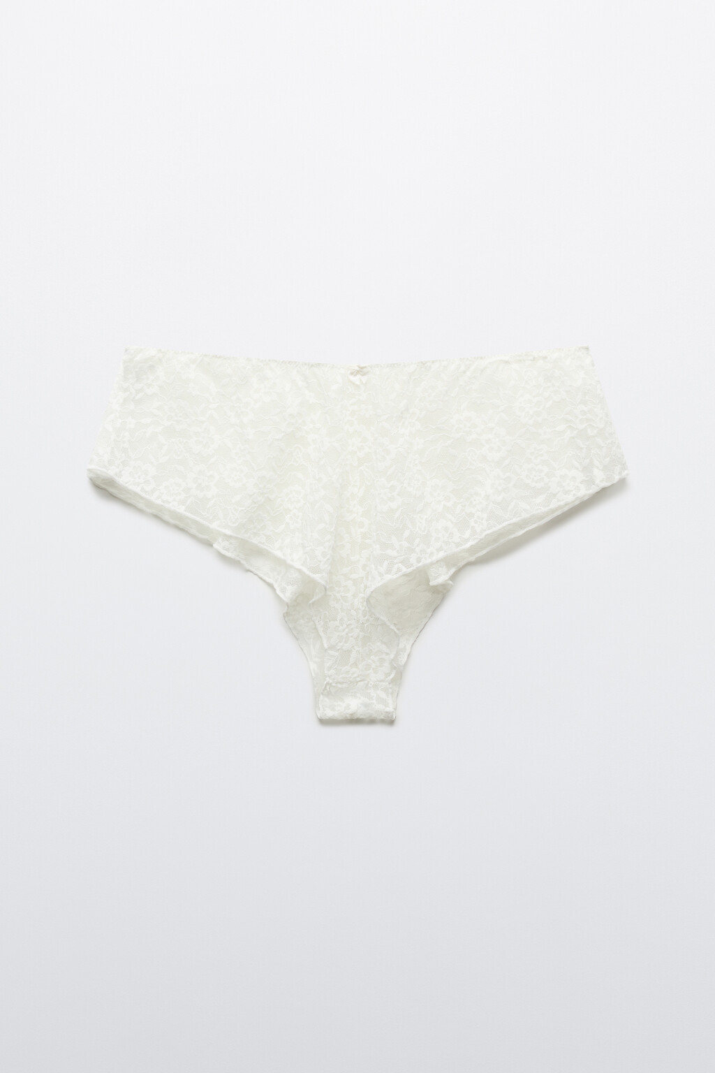 Трусы-шортики кружевные со средней посадкой - цвет ванильный - 1