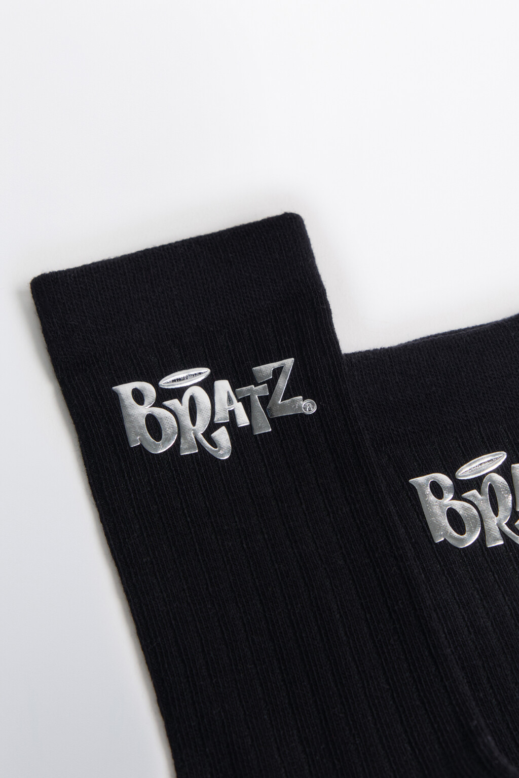 Носки высокие в рубчик с принтом - цвет черный - 2