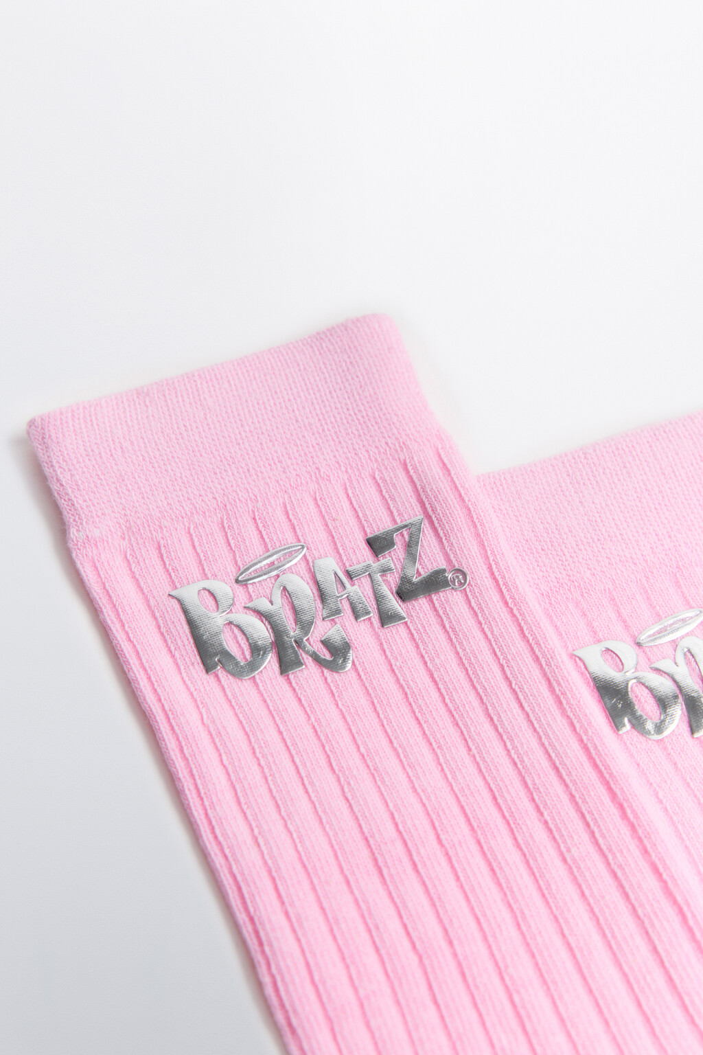 Носки высокие в рубчик с принтом - цвет розовый - 3