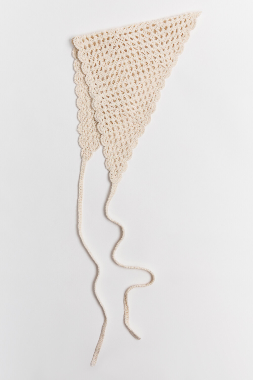 Косынка вязаная на завязках - цвет молочный - 1