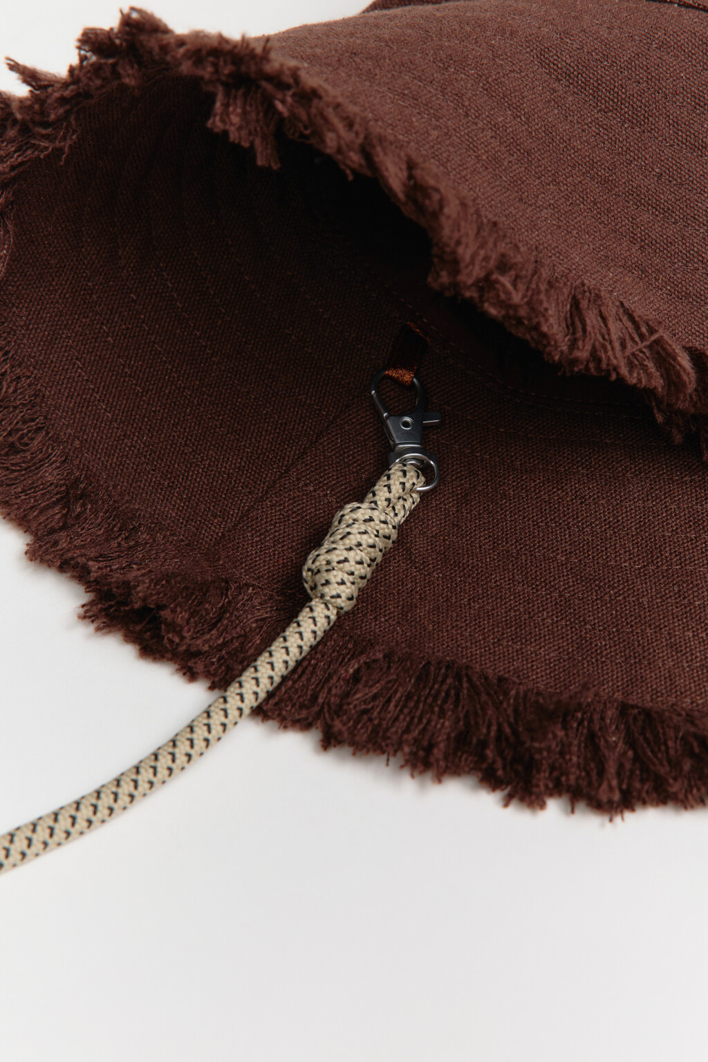 Панама хлопковая с бахромой и шнурком - цвет коричневый - 2