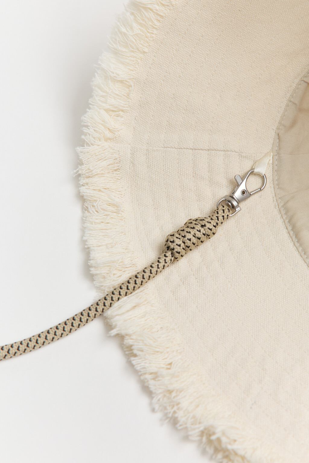 Панама хлопковая с бахромой и шнурком - цвет бежевый - 2