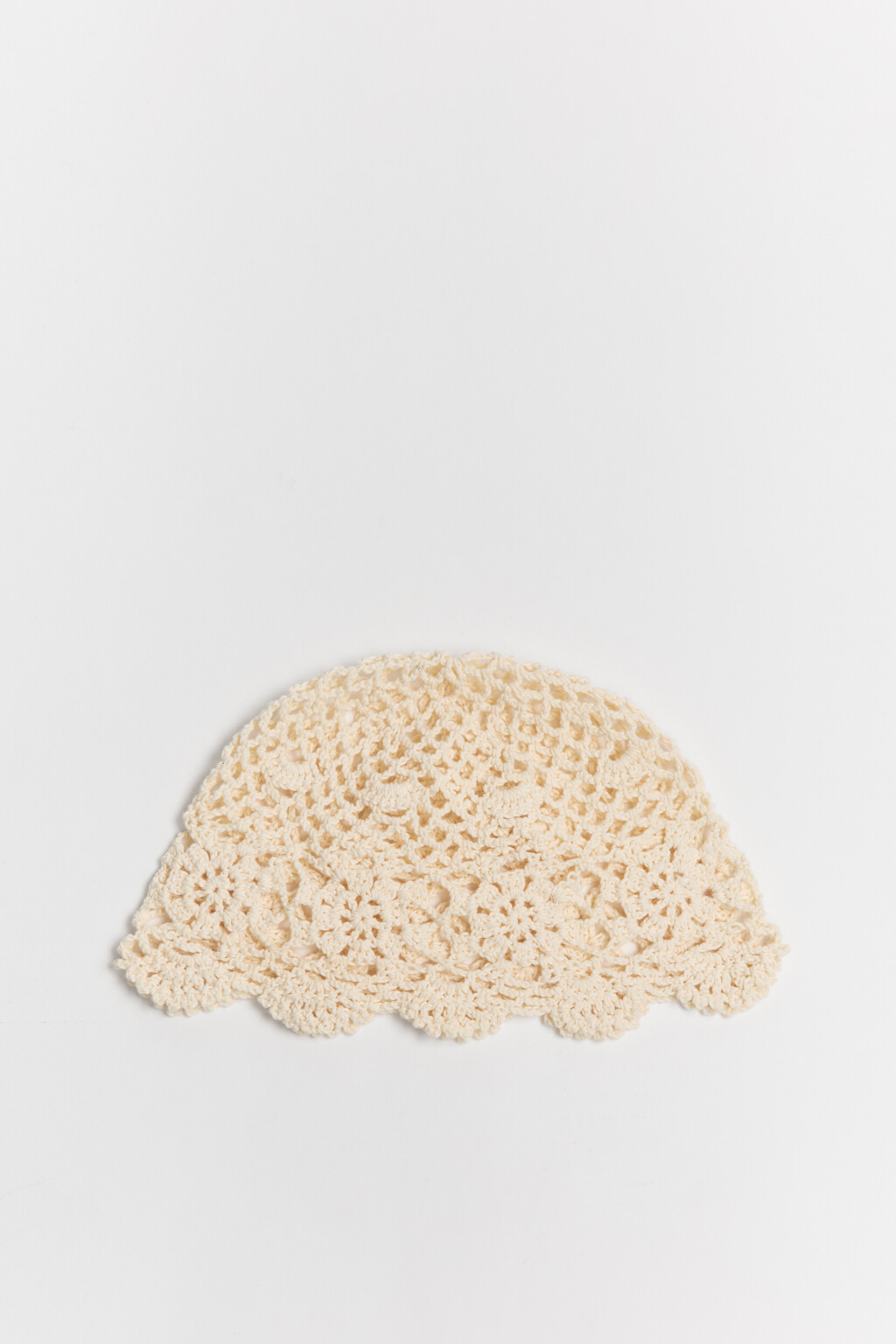 Шапка кроше ажурная - цвет молочный - 1