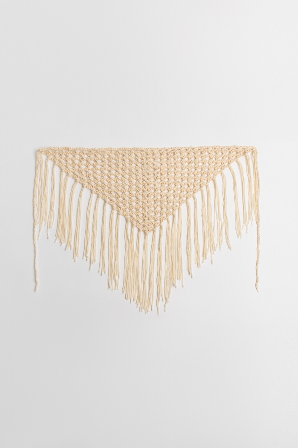 Косынка вязаная с бахромой - цвет бежевый - 1