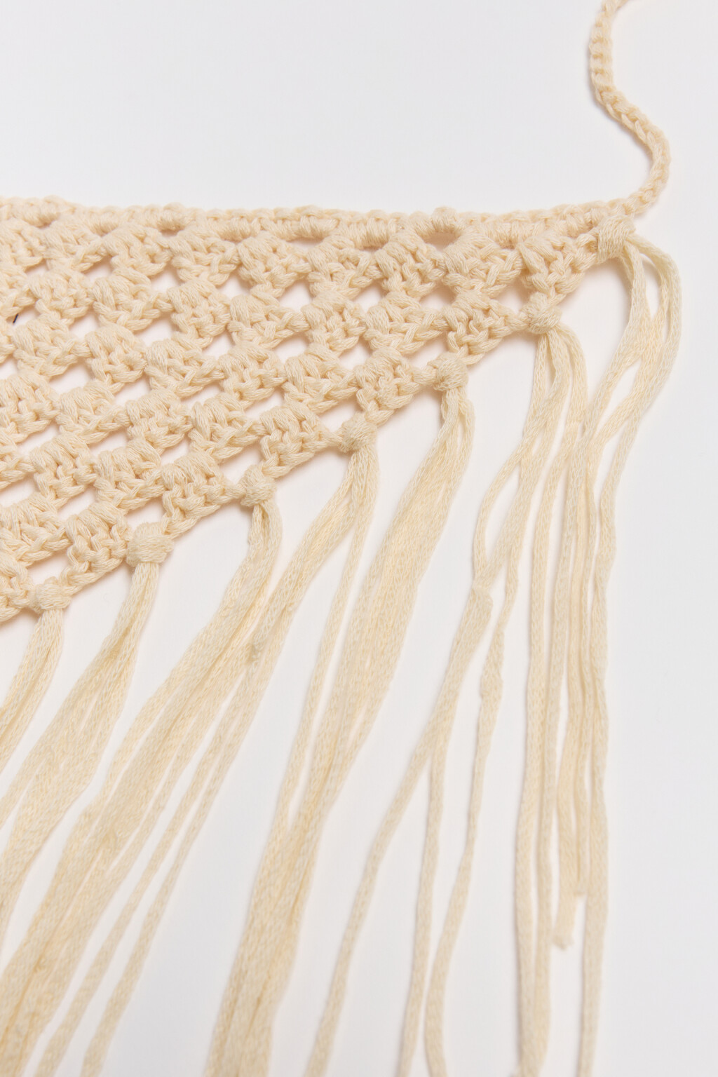 Косынка вязаная с бахромой - цвет бежевый - 2