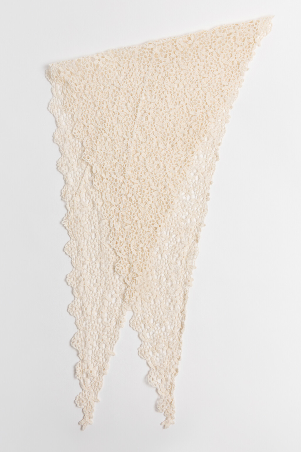 Косынка хлопковая кружевная - цвет молочный - 1