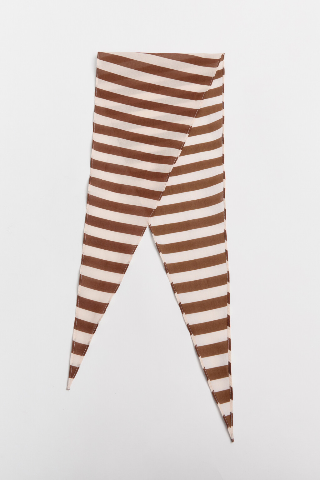 Косынка хлопковая в полоску - цвет коричневый - 1