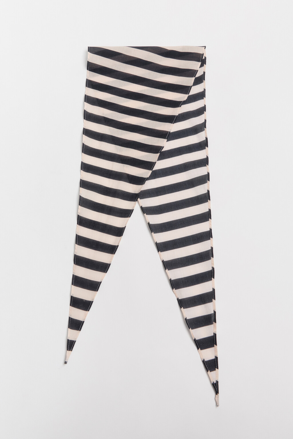 Косынка хлопковая в полоску - цвет черный - 3