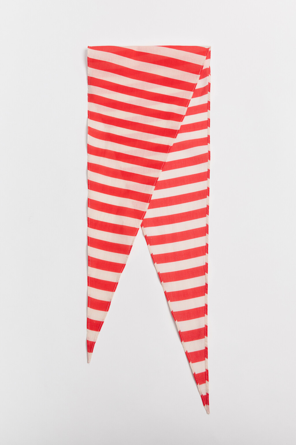 Косынка хлопковая в полоску - цвет красный - 3