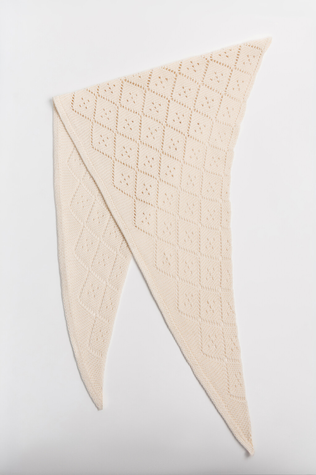 Косынка вязаная ажурная - цвет молочный - 1