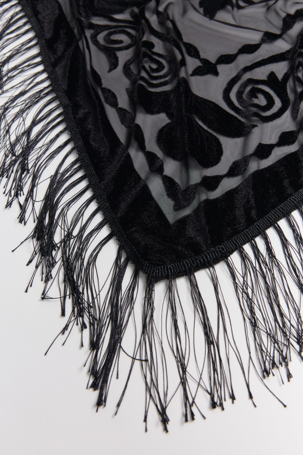 Платок с принтом и бахромой - цвет черный - 2