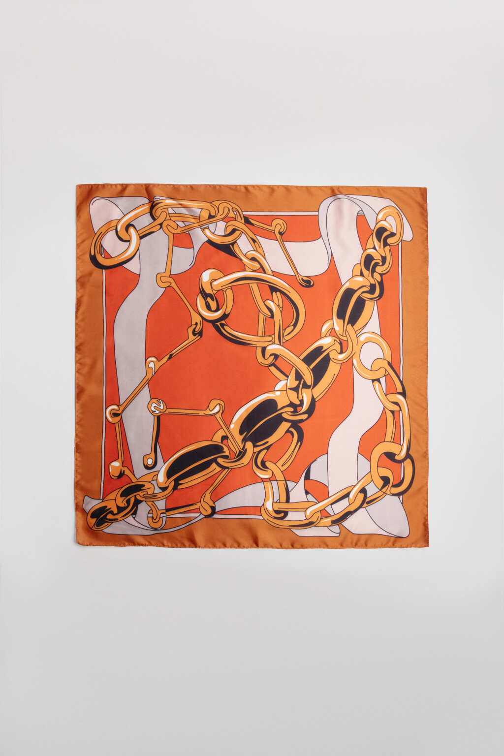 Платок атласный с принтом - цвет оранжевый - 2