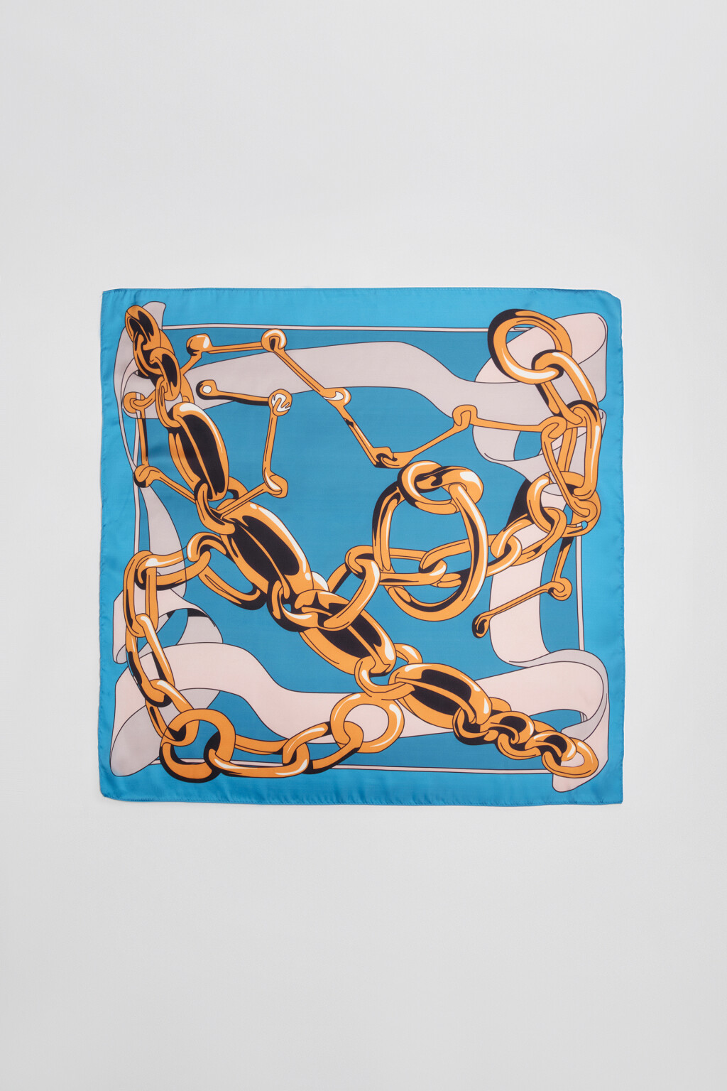 Платок атласный с принтом - цвет голубой - 2