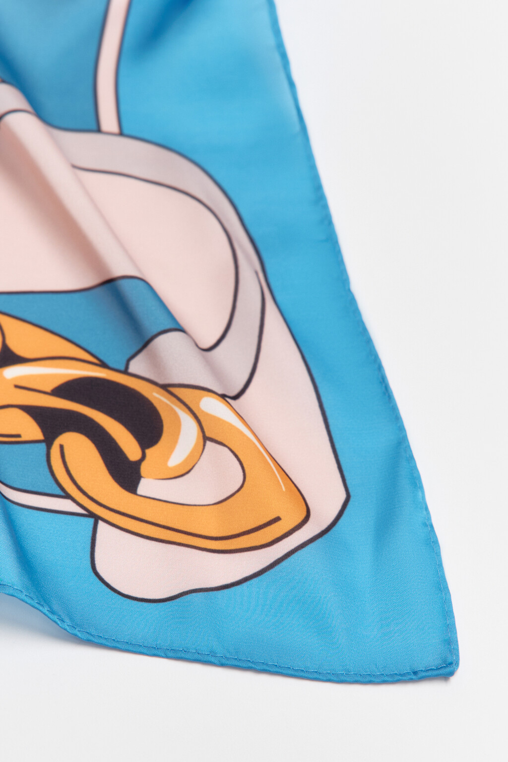 Платок атласный с принтом - цвет голубой - 3