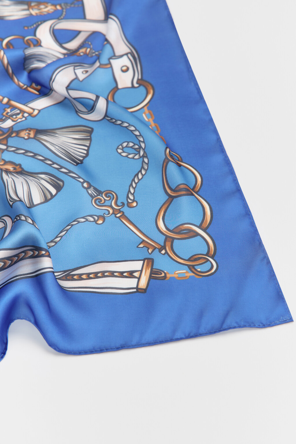 Платок атласный с принтом - цвет синий - 4