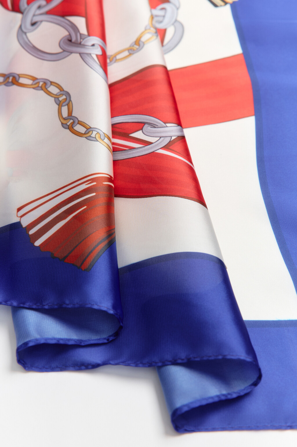 Платок атласный с принтом - цвет синий - 4