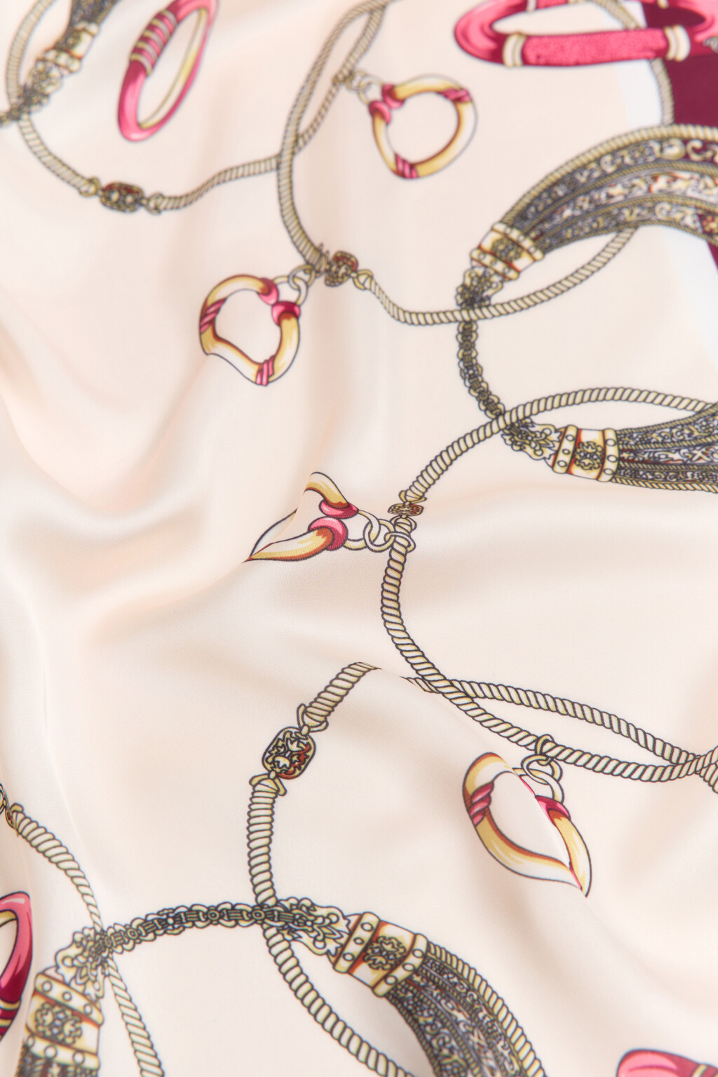 Платок атласный с принтом - цвет бордовый - 3