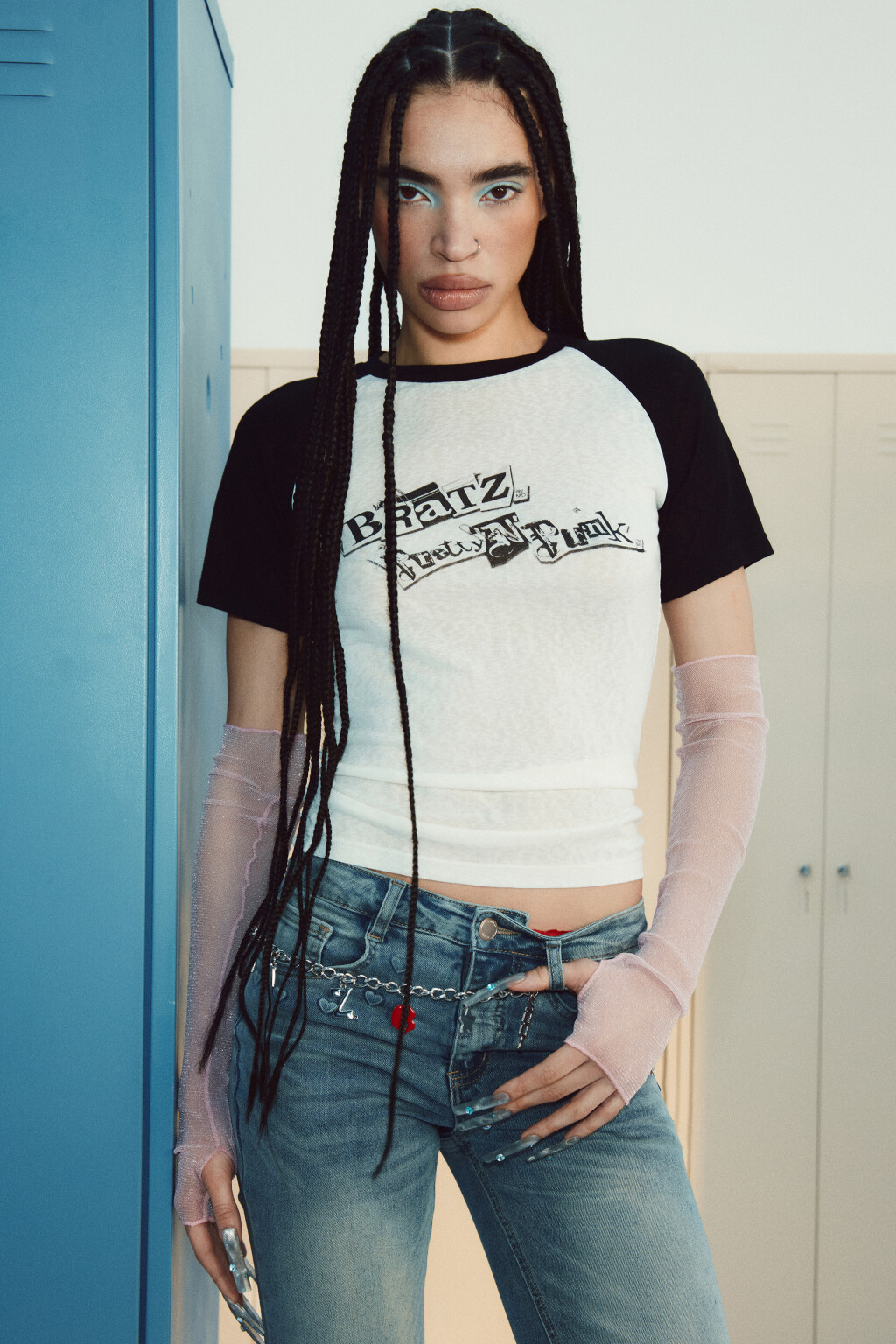 Митенки сетчатые блестящие длинные - цвет мультиколор - 1