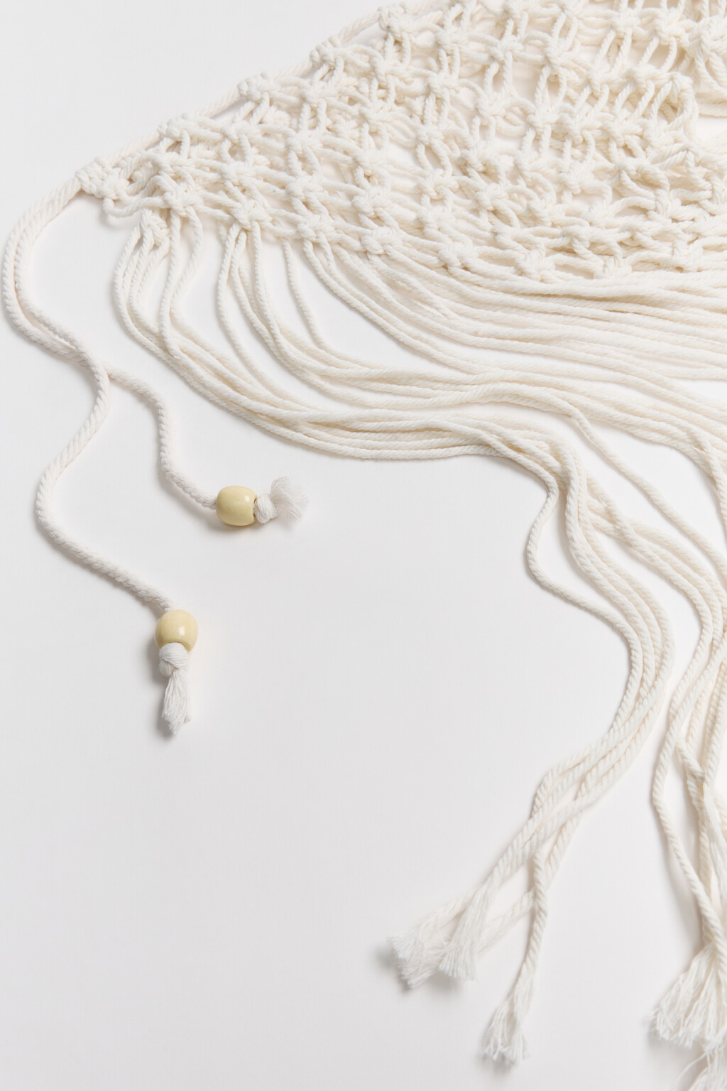 Пояс-баска плетеный с бахромой - цвет молочный - 2