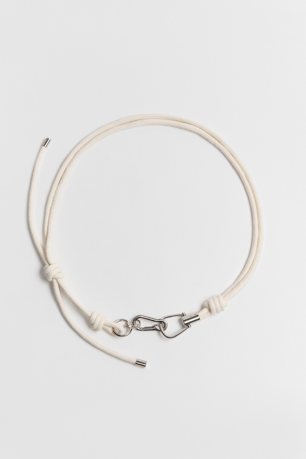 Ремень-шнурок плетеный с карабином - цвет молочный - 2