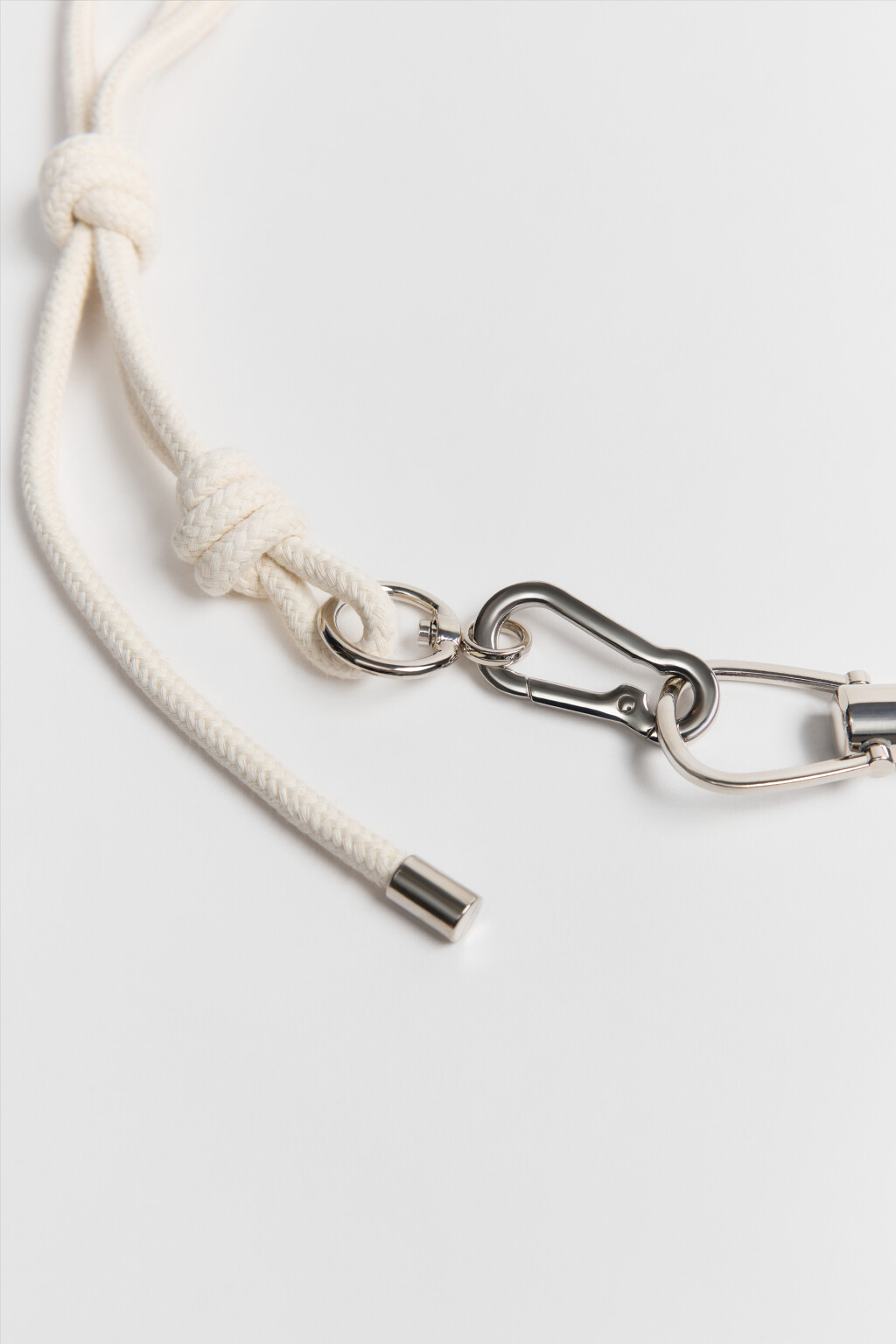 Ремень-шнурок плетеный с карабином - цвет молочный - 3