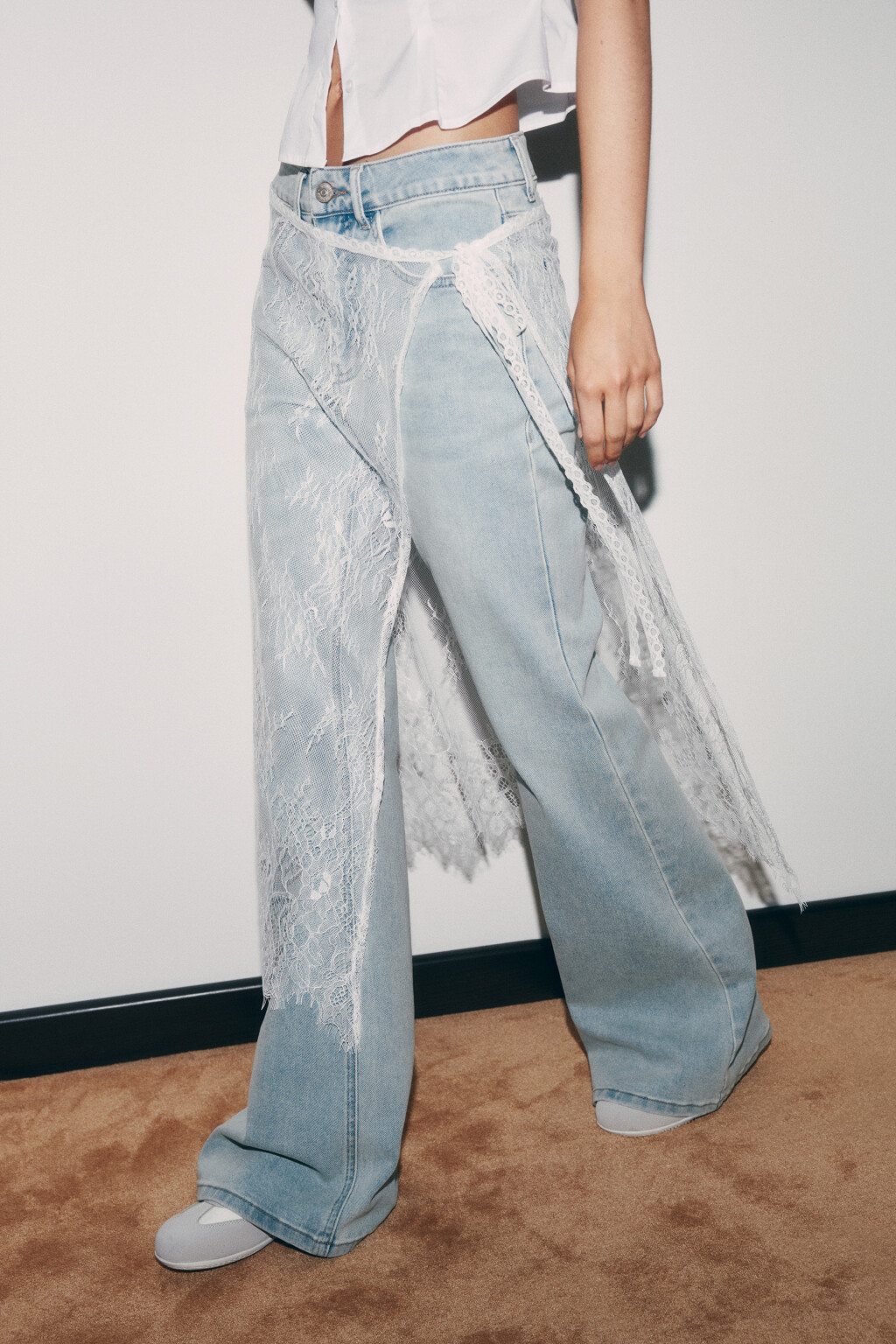 Пояс-баска кружевной - цвет молочный - 1