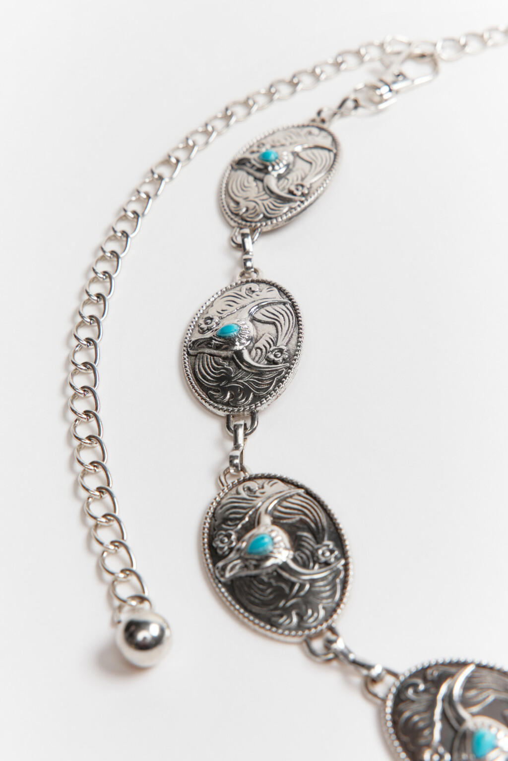 Пояс-цепочка декоративный с декором - цвет серый - 2