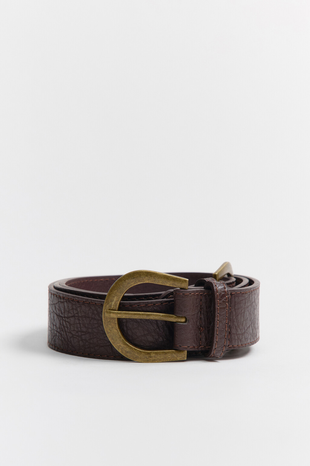 Ремень широкий с двойной пряжкой - цвет коричневый - 1