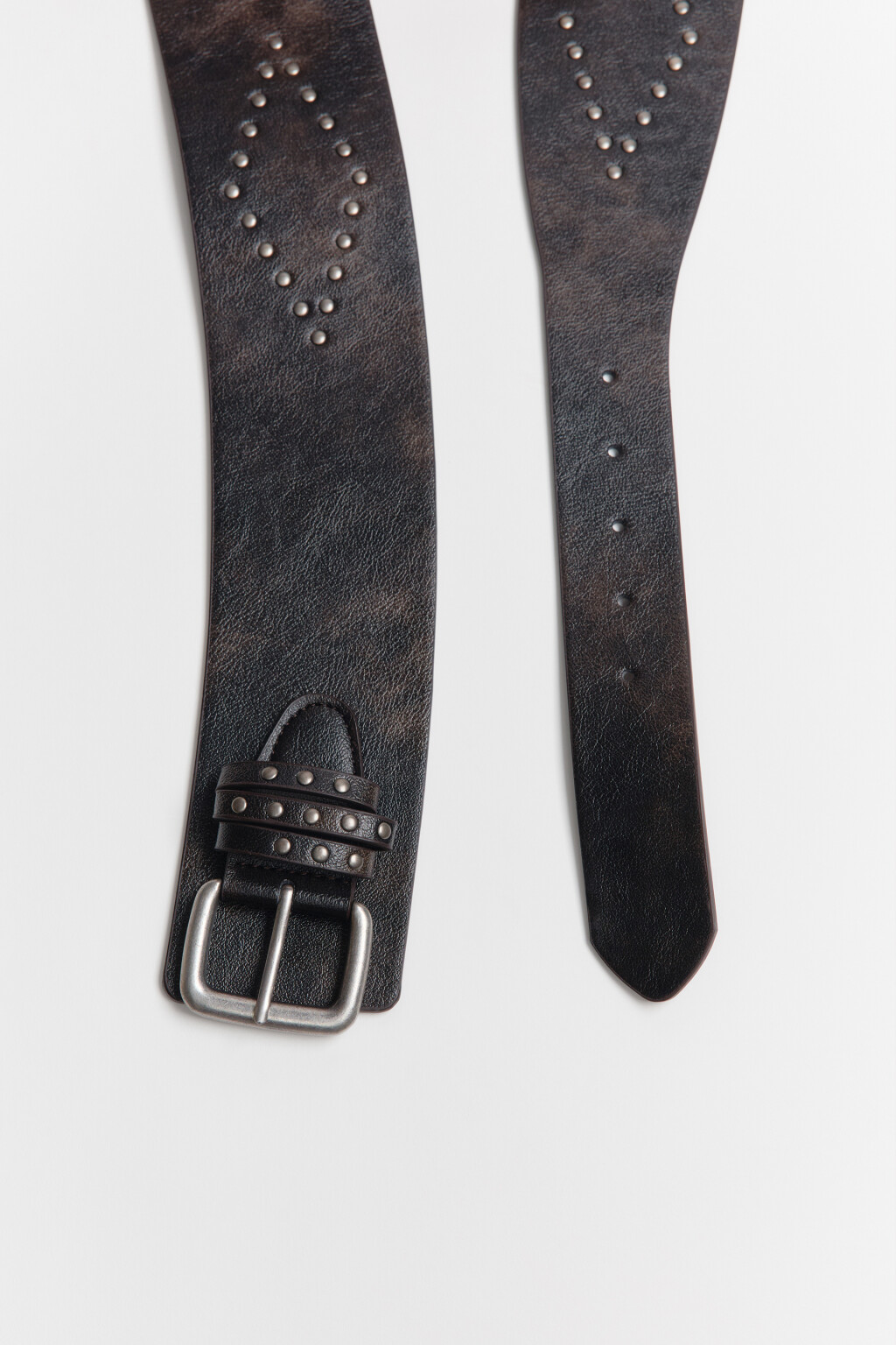 Ремень-пояс из искусственной кожи с заклепками - цвет серый - 2