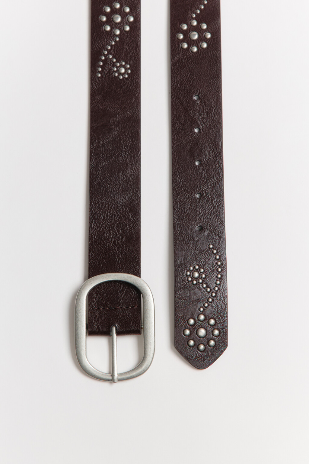 Ремень декоративный из искусственной кожи с заплепками - цвет коричневый - 2