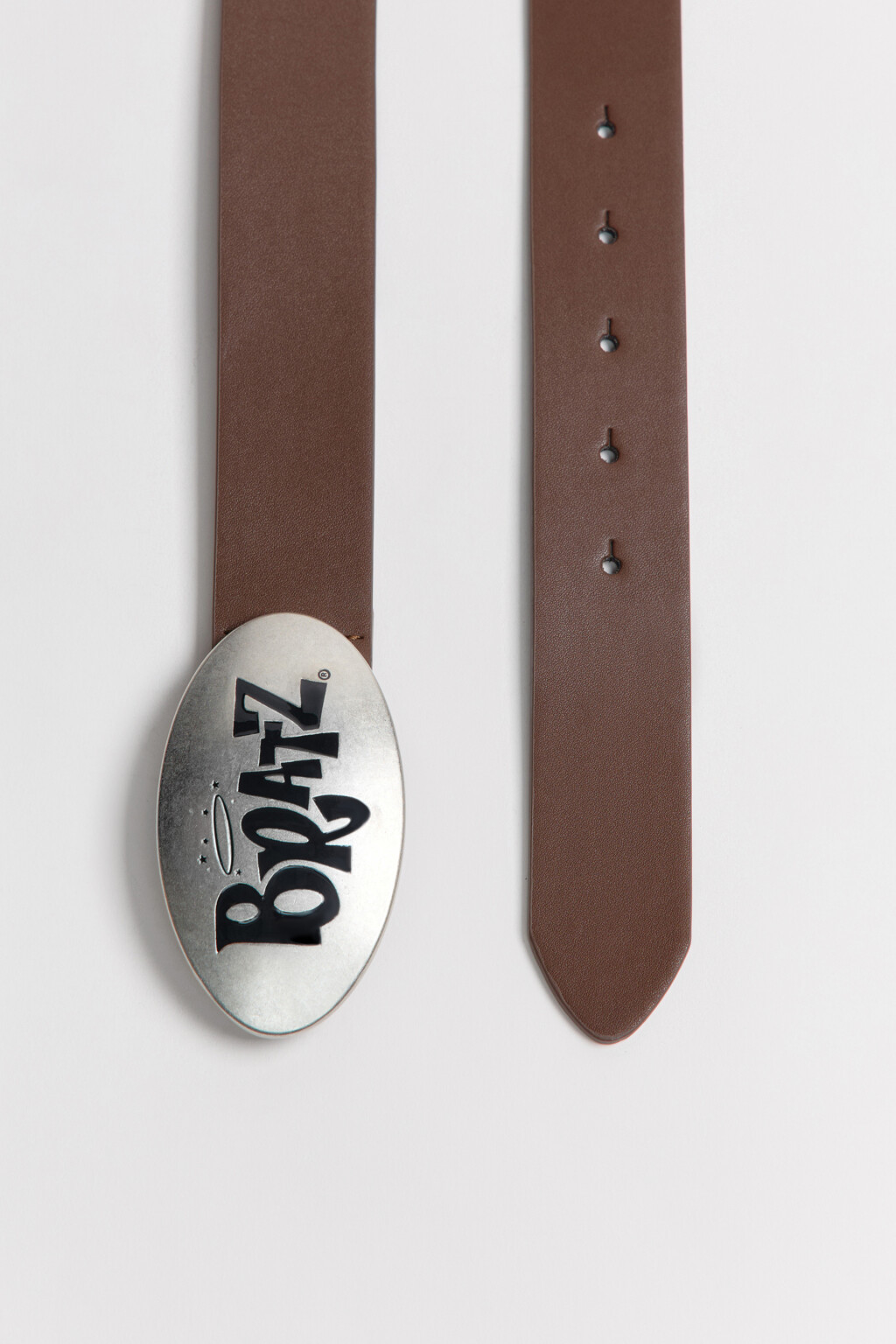 Ремень из искусственной кожи с овальной пряжкой - цвет коричневый - 4