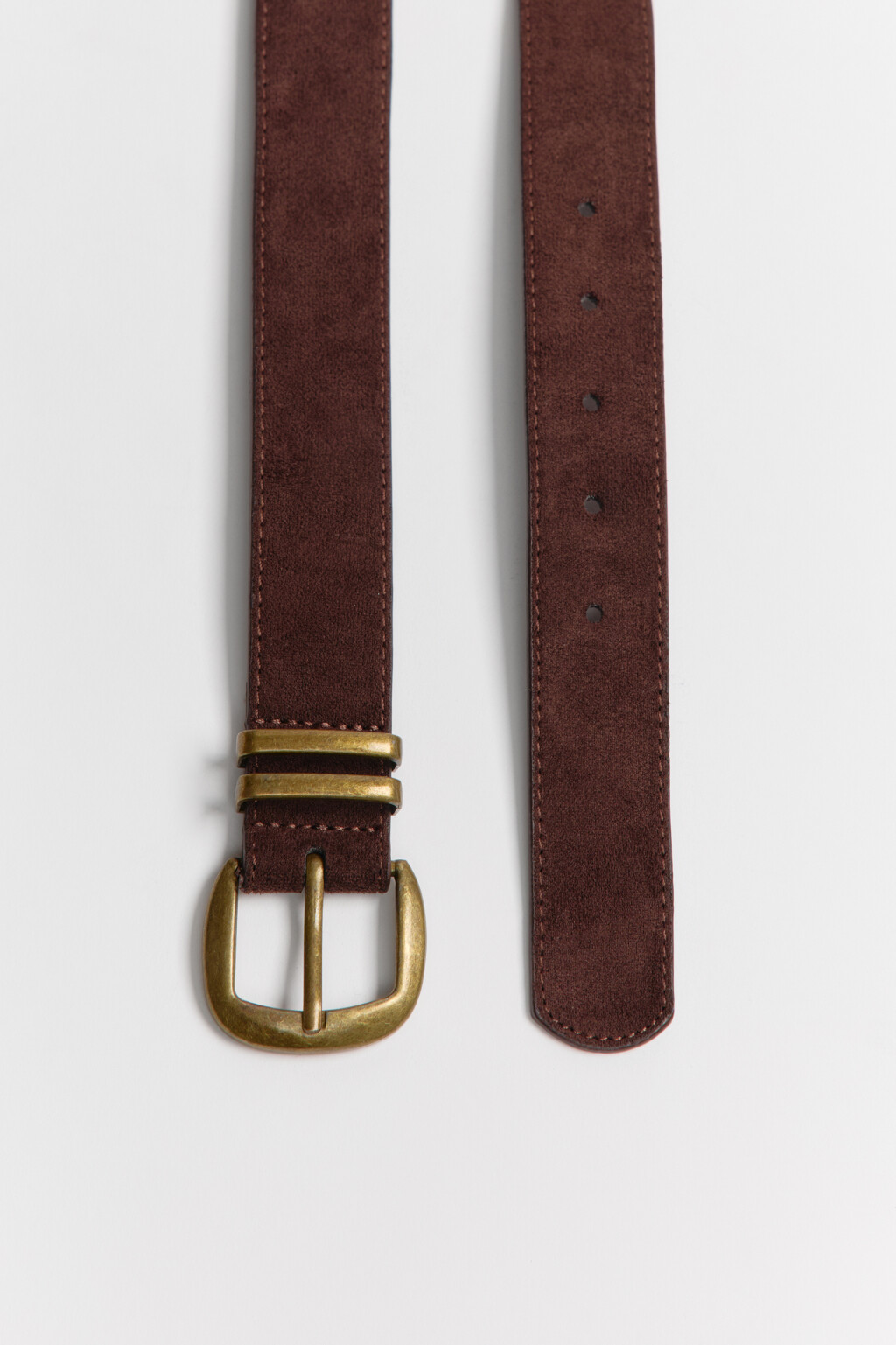 Ремень с замшевой фактурой - цвет коричневый - 2