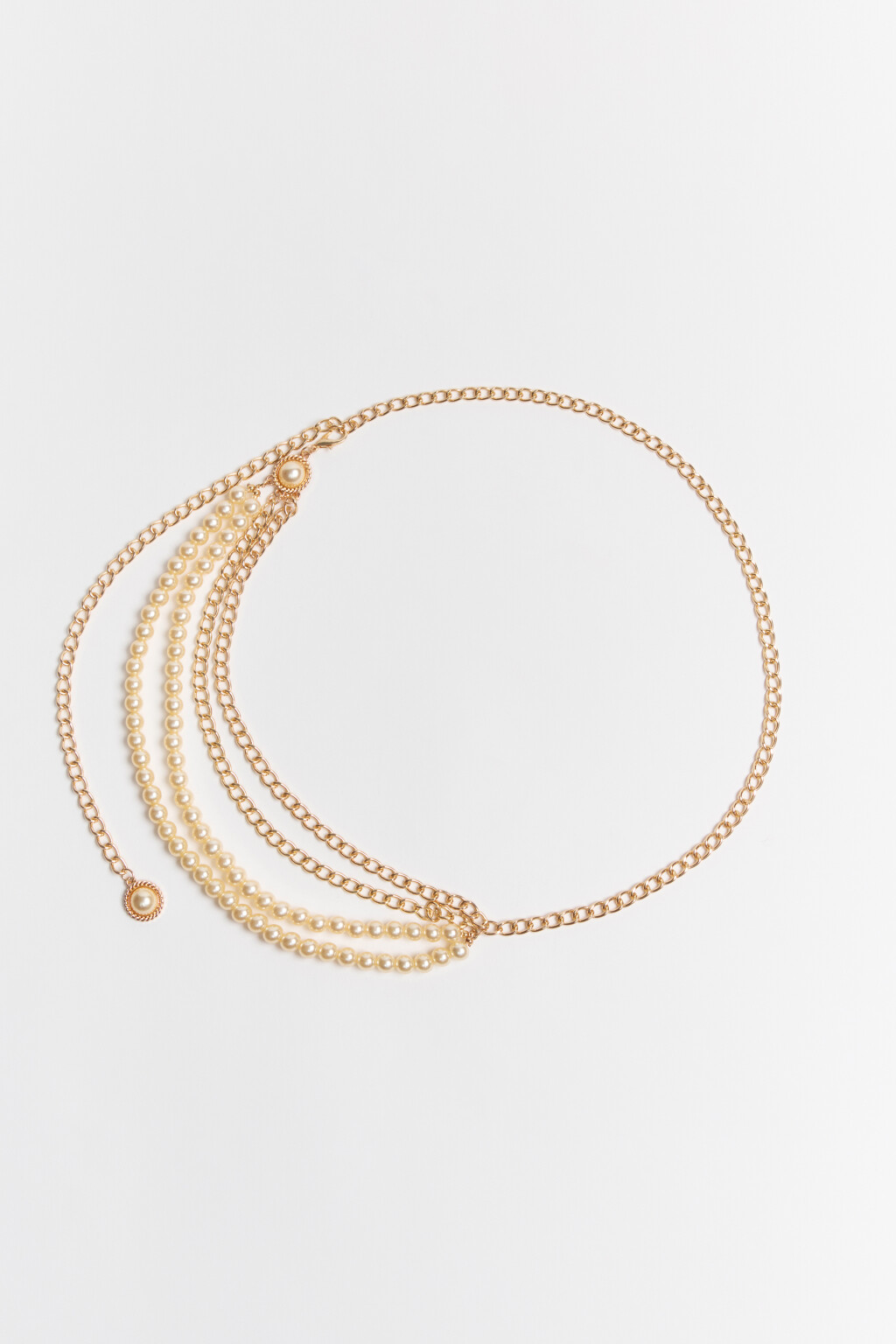 Пояс-цепочка декоративный многослойный с бусинами - цвет желтый - 2