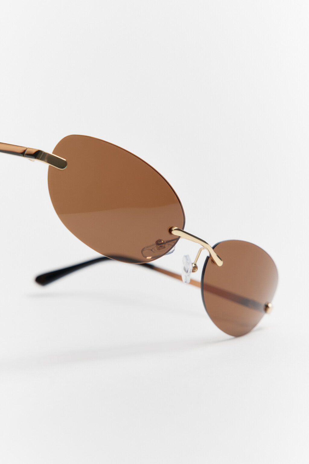 Очки солнцезащитные овальные без оправы - цвет коричневый - 3
