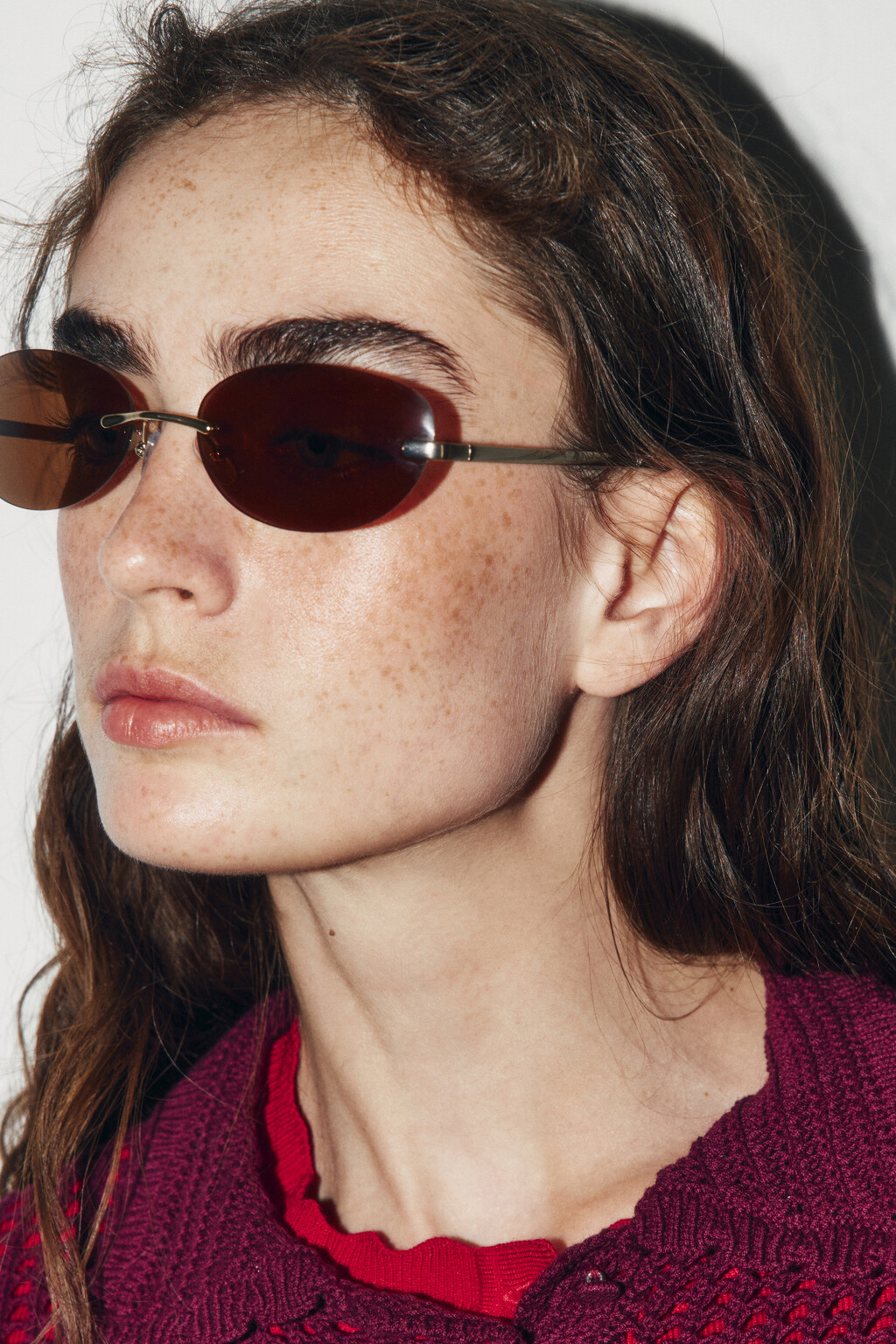 Очки солнцезащитные овальные без оправы - цвет коричневый - 2