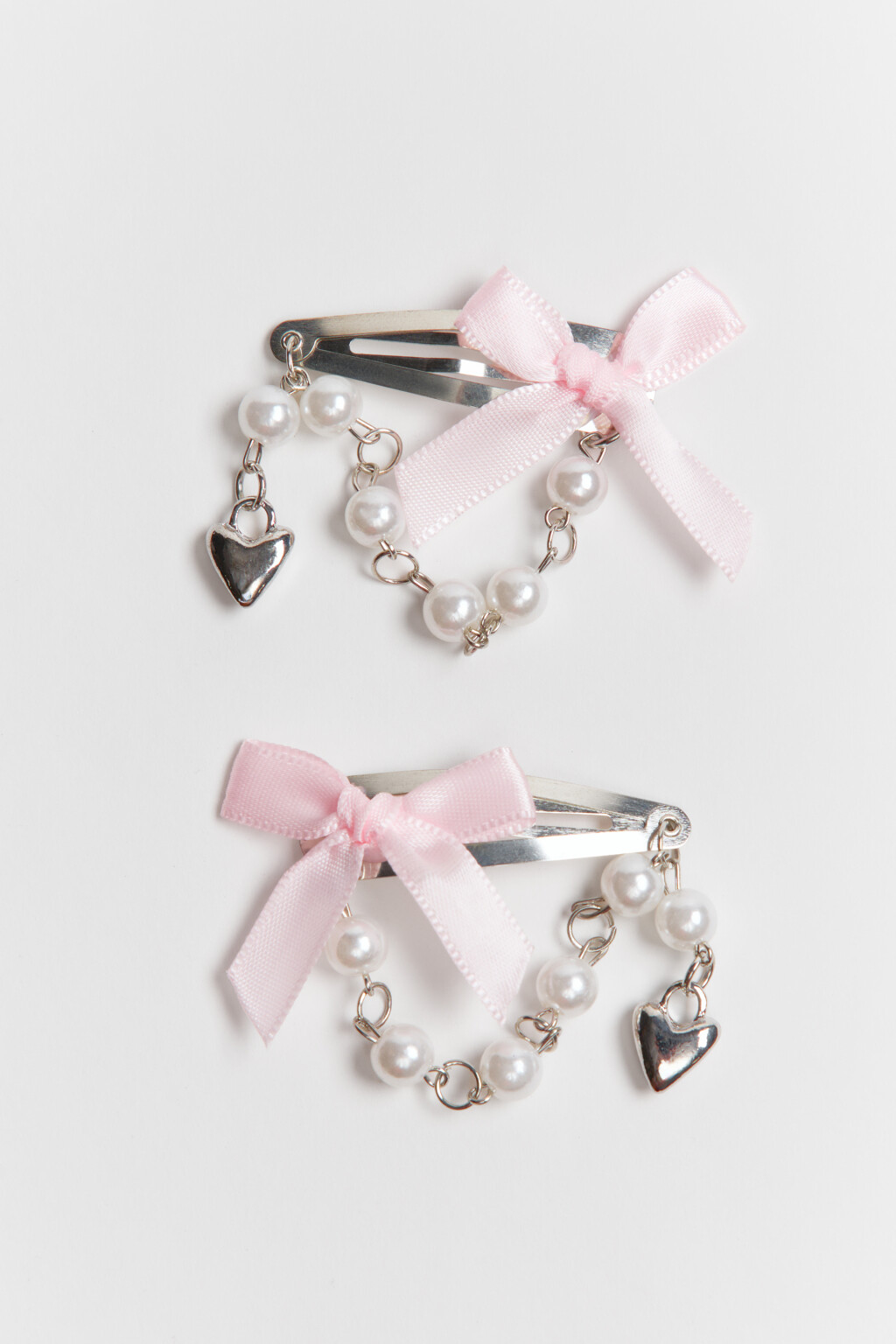 Набор заколок клик-клак для волос с бантиками (2 штуки) - цвет серый - 1