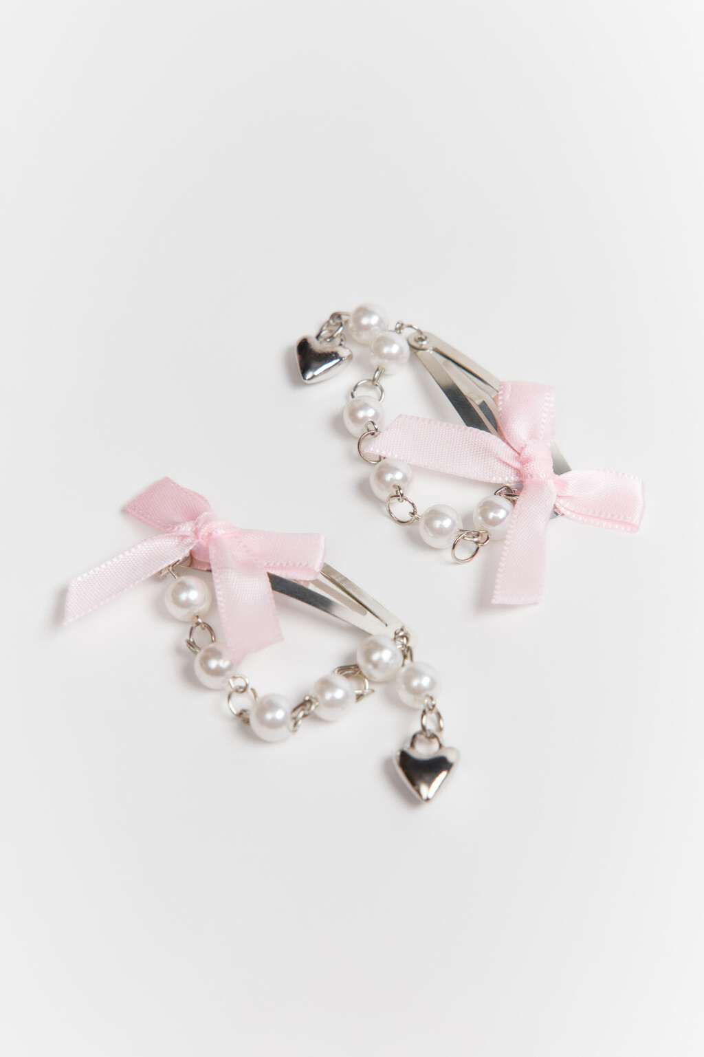 Набор заколок клик-клак для волос с бантиками (2 штуки) - цвет серый - 2