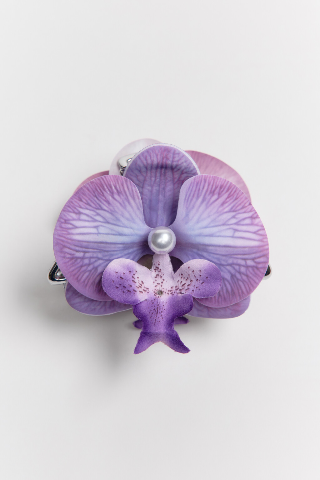 Заколка-краб для волос с цветком - цвет серый - 1