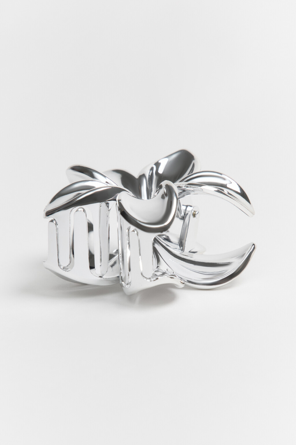 Заколка-краб для волос в виде цветка - цвет серый - 2