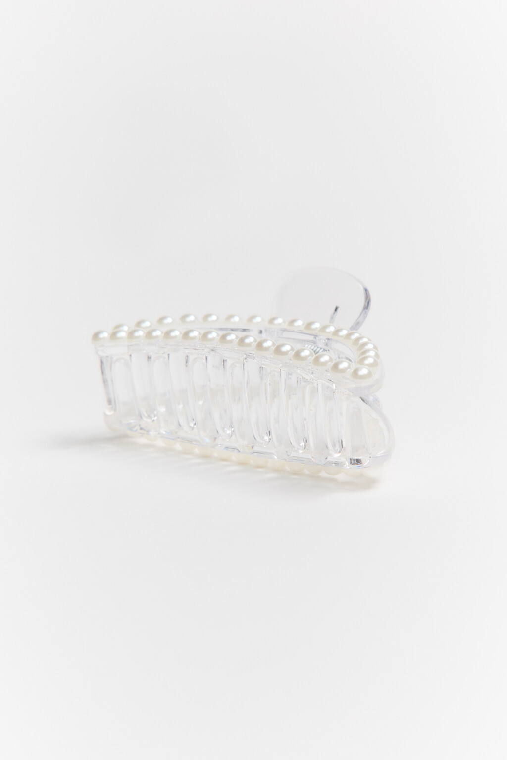 Заколка-краб для волос с бусинами - цвет белый - 2