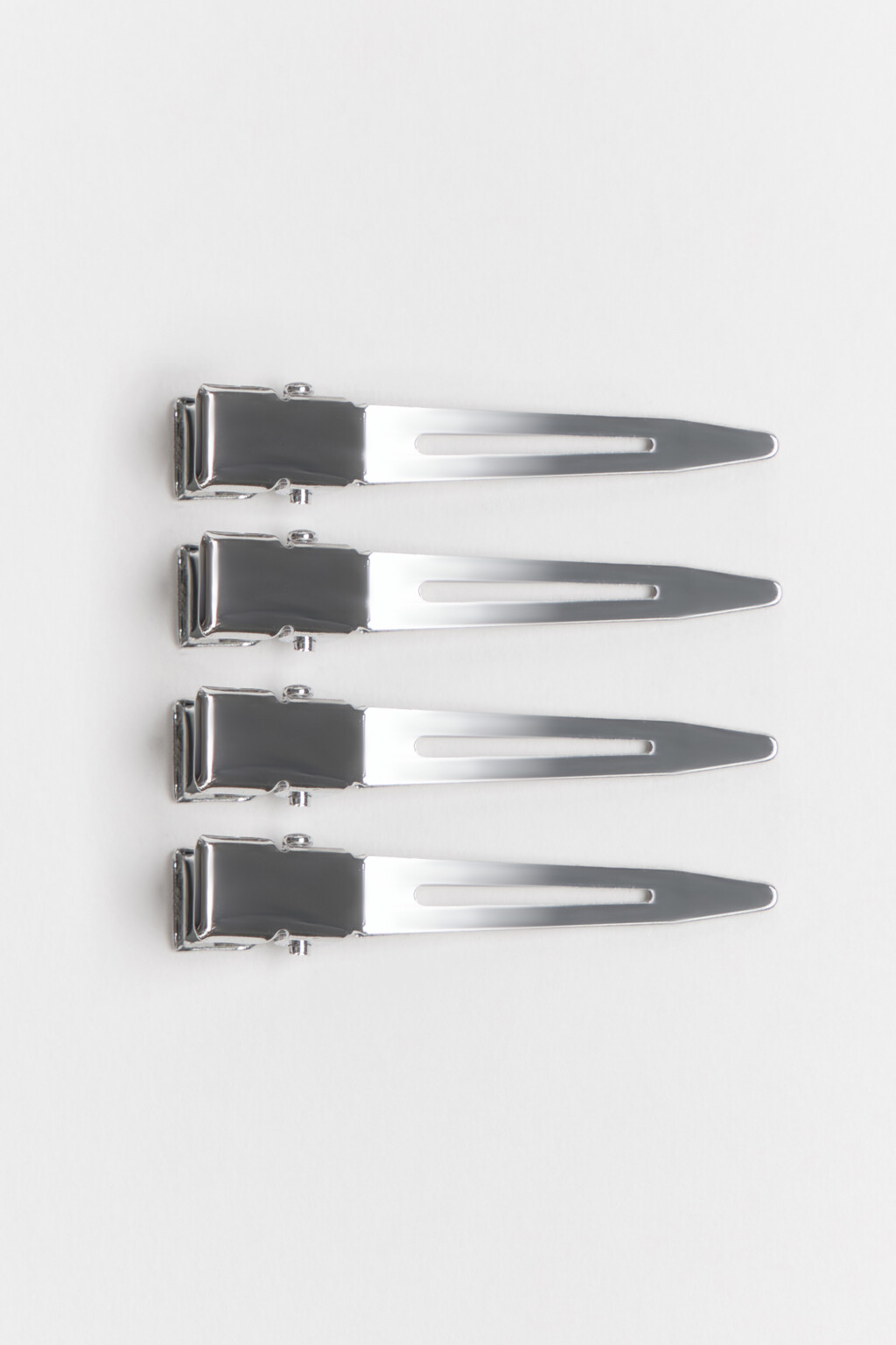 Набор заколок-зажимов для волос без декора (4 штуки) - цвет серый - 2