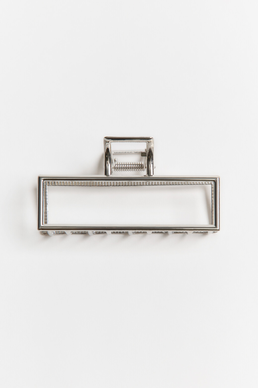 Заколка-краб для волос металлическая прямоугольная - цвет серый - 1