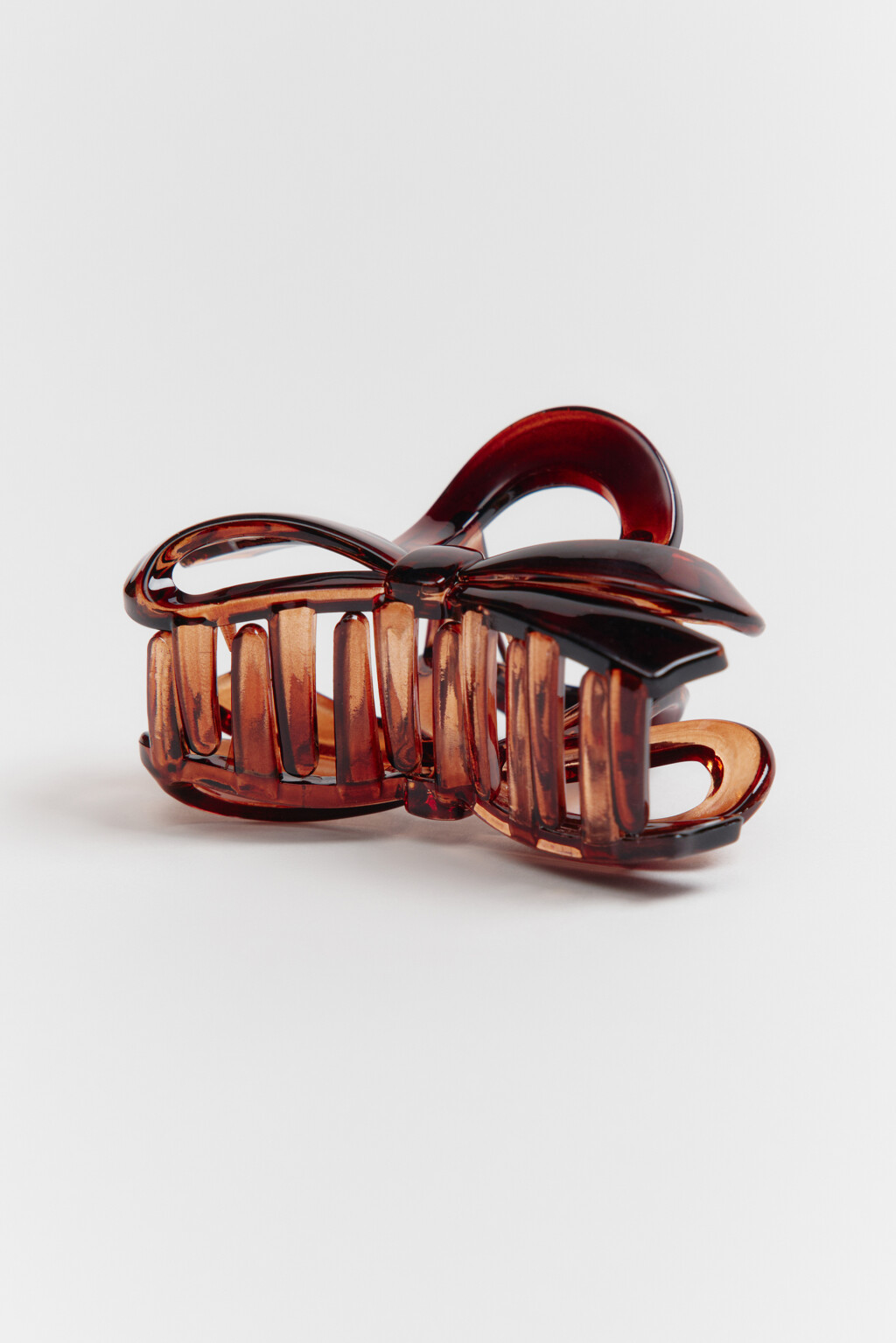 Заколка-краб для волос в виде банта полупрозрачная - цвет коричневый - 2