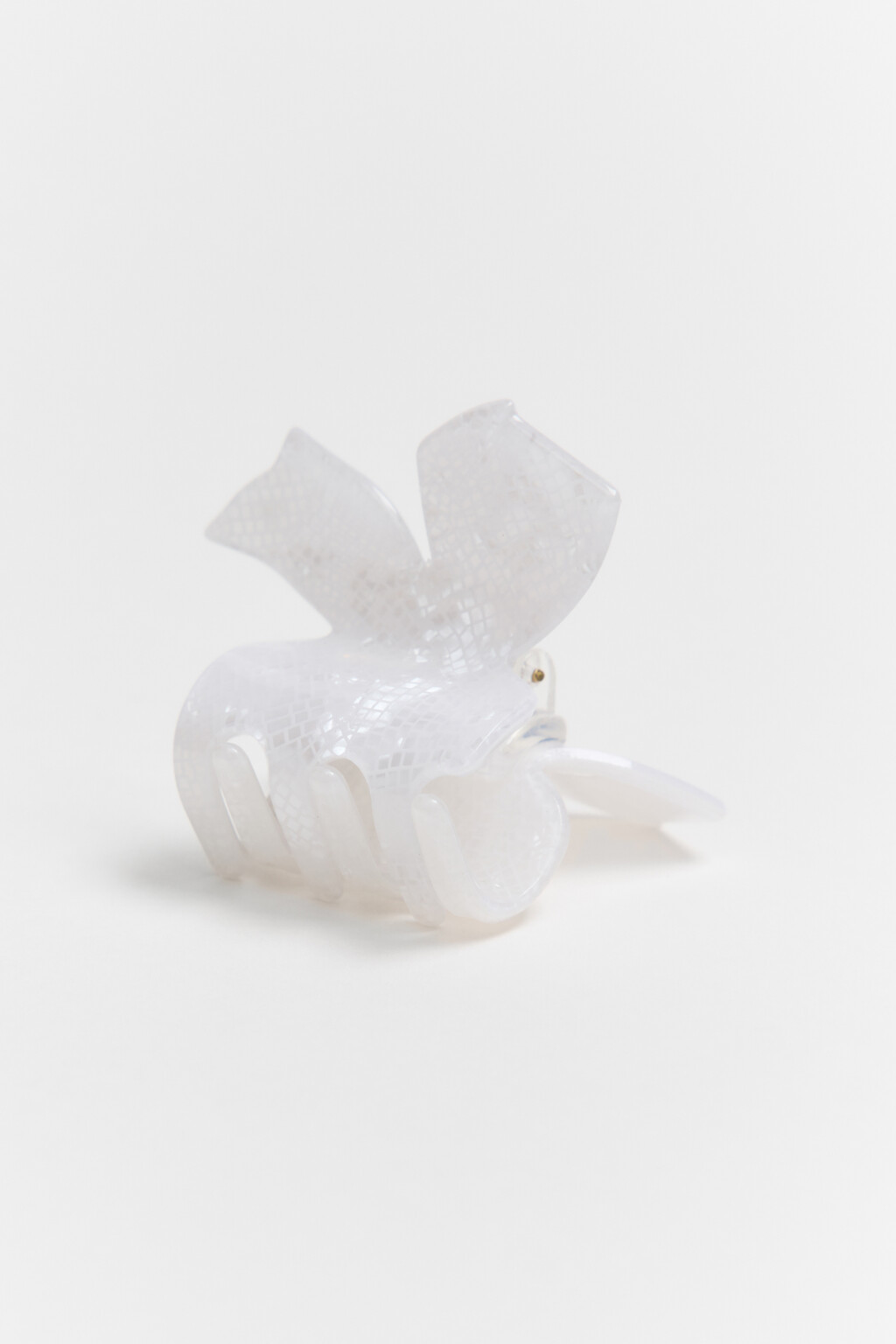 Заколка-краб для волос в виде банта - цвет белый - 2