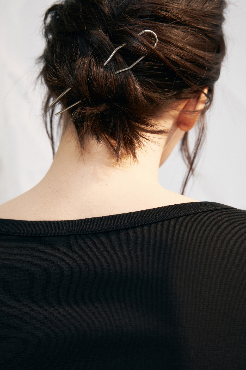 Заколка-шпилька для волос двойная - цвет серый - 1