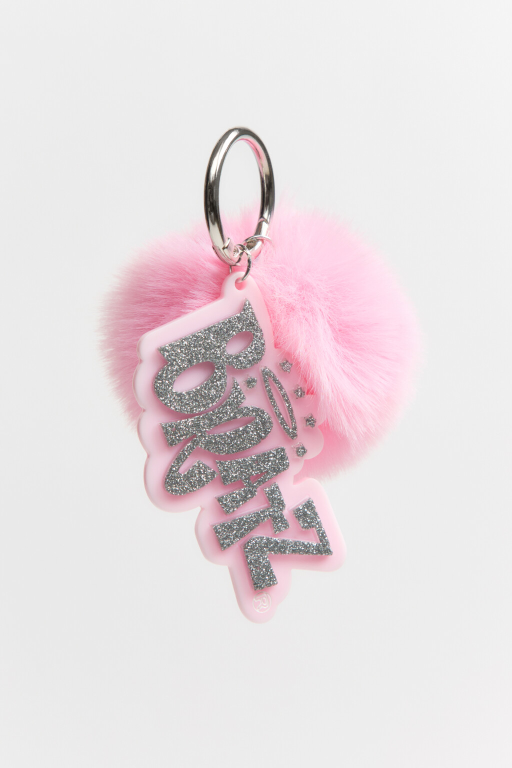Брелок-обвес с пушистиком и логотипом - цвет серый - 2