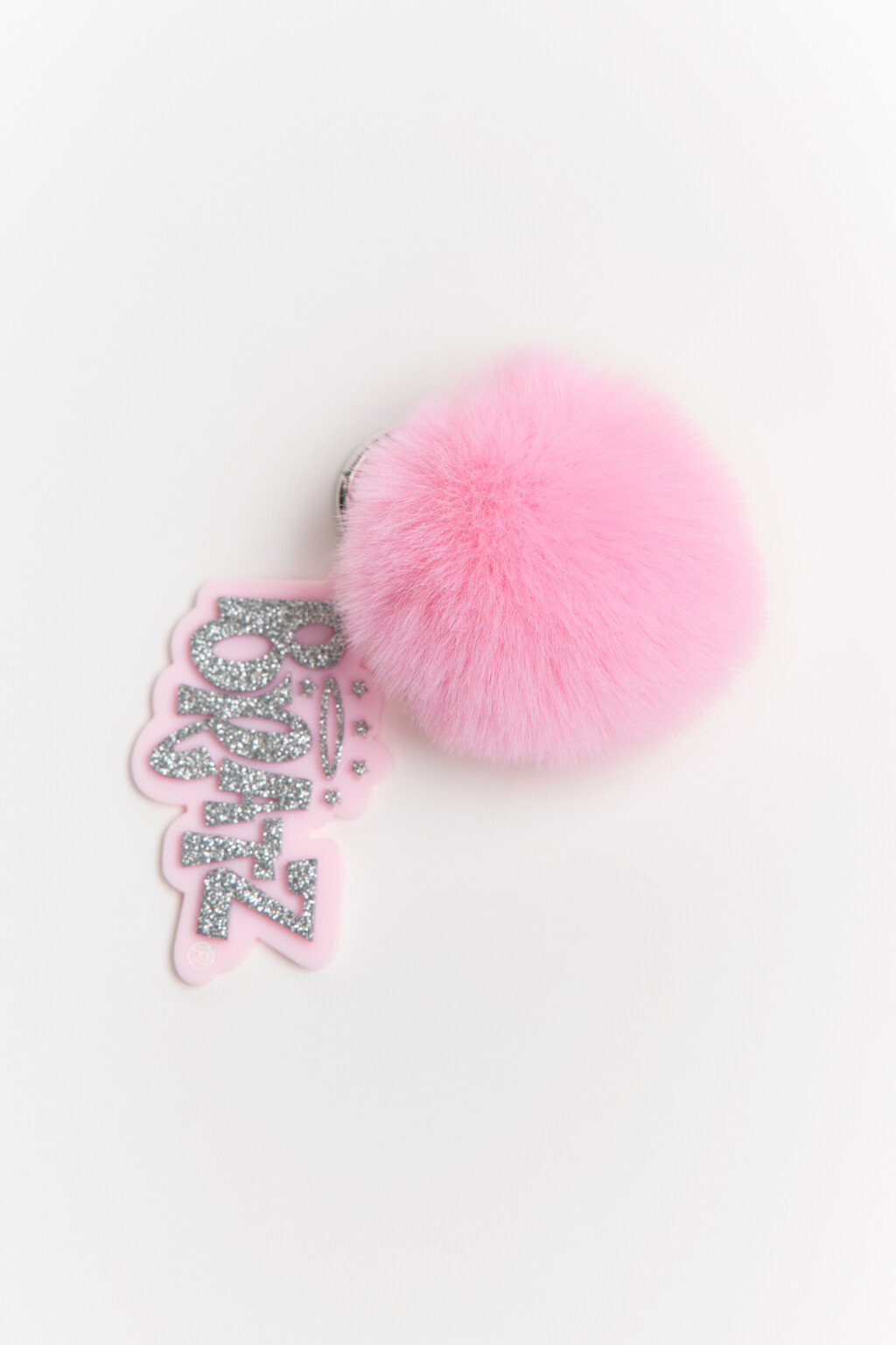 Брелок-обвес с пушистиком и логотипом - цвет серый - 3