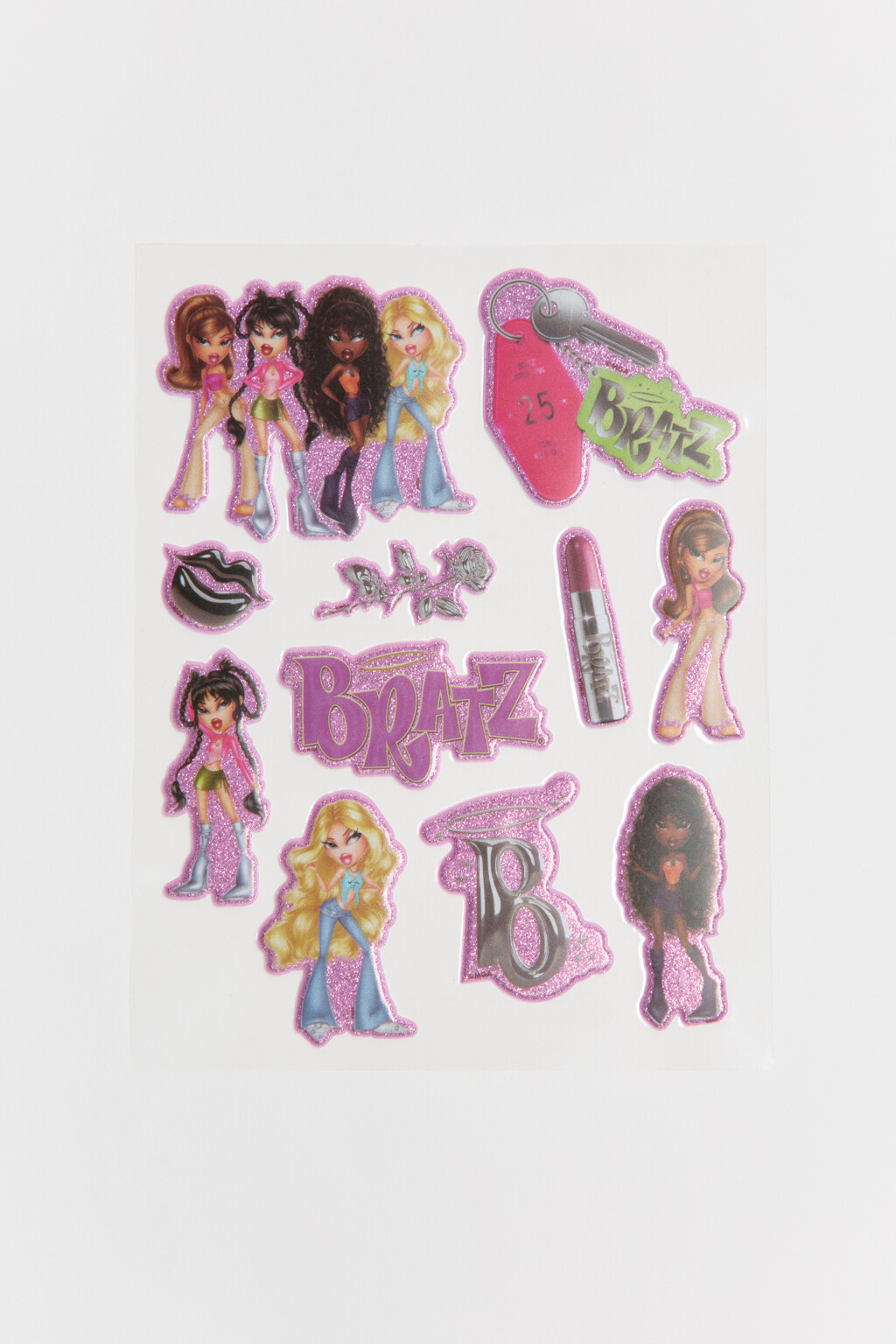 Набор наклеек блестящих с рисунками - цвет белый - 2