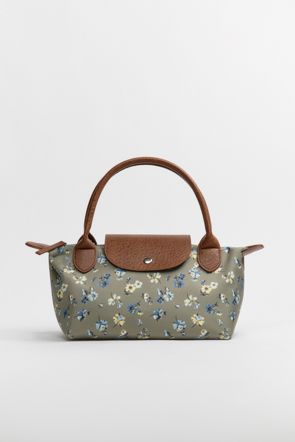 Сумка-кроссбоди текстильная с цветочным принтом - цвет зеленый - 4